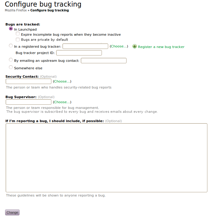 Configure bug tracking